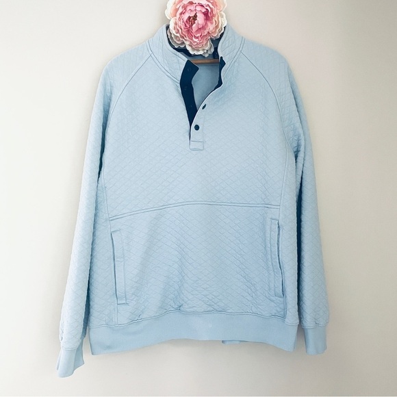 Lands’ End Quilted Baby Blue Pullover Large 42-44 - Picture 1 of 10